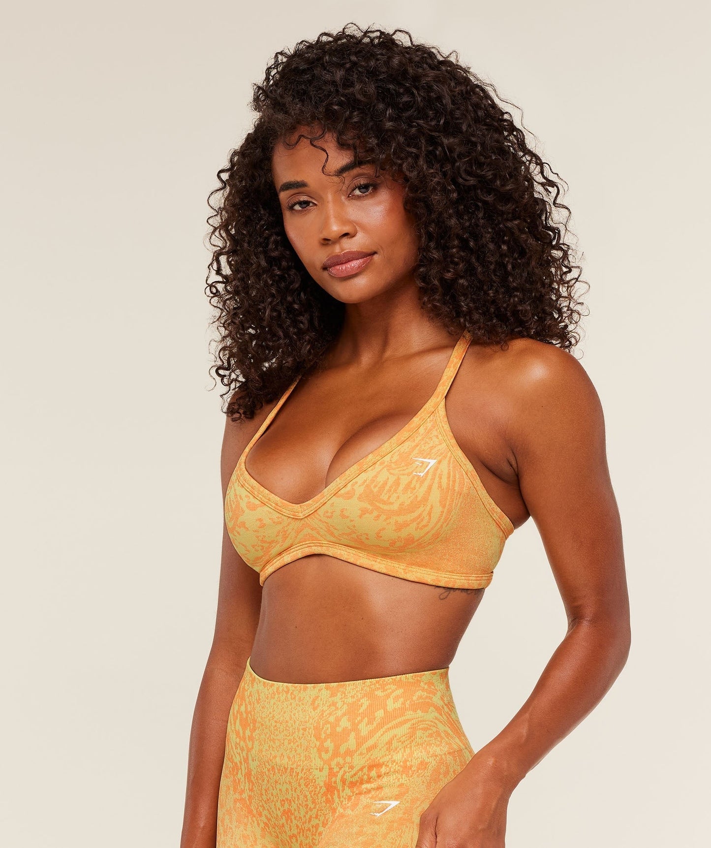 Gymshark Adapt Animal X Whitney Sports Bra - Sorbet Yellow / Dayglow Peach