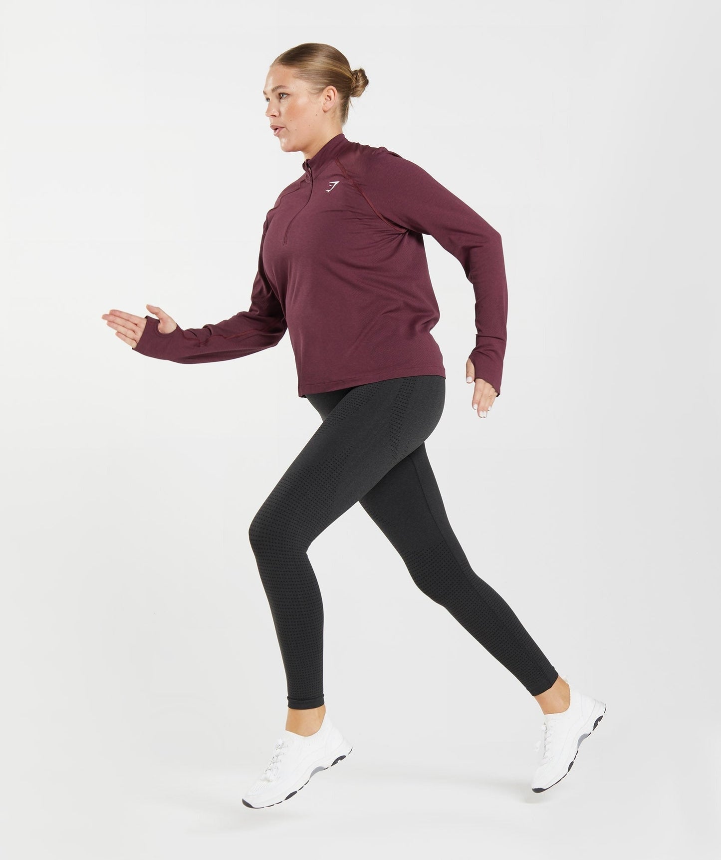 Gymshark Vital 1/2 Zip - Baked Maroon Marl