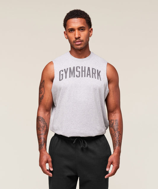 Gymshark Worn Graphic Tank - Light Grey Core Marl