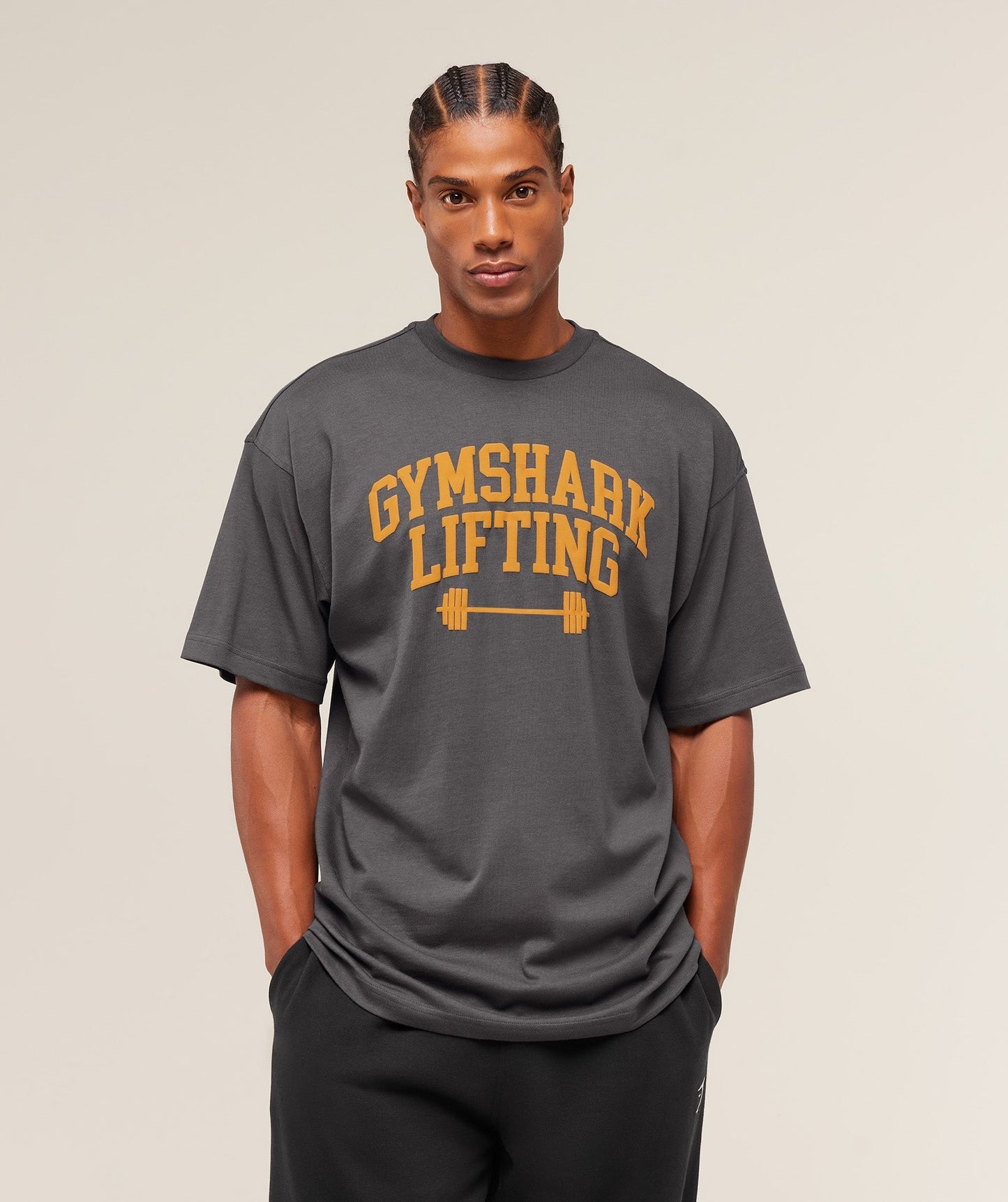 Gymshark Lifting Barbell T-Shirt - Onyx Grey