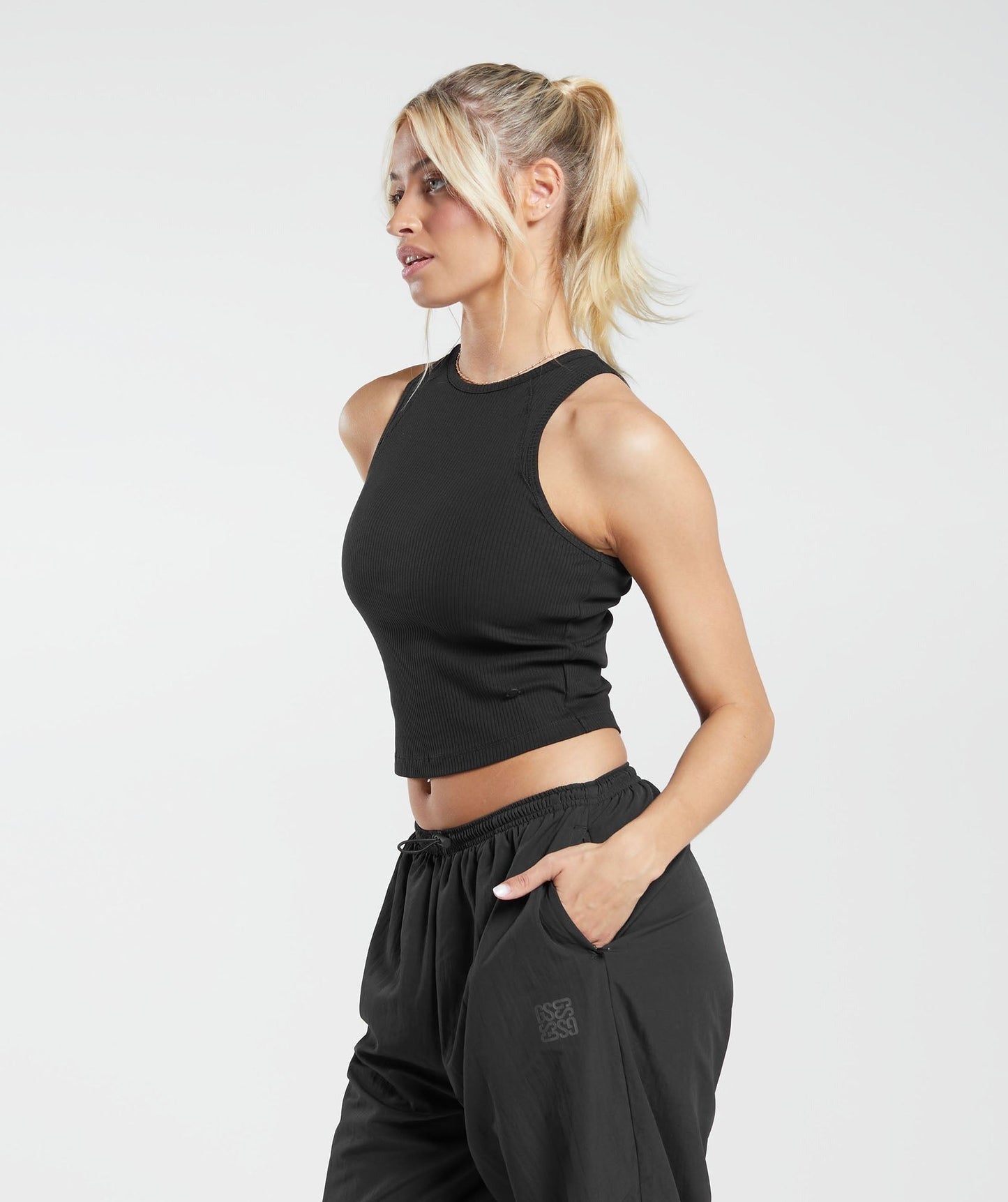 Gymshark Cotton Rib Midi Tank - Black