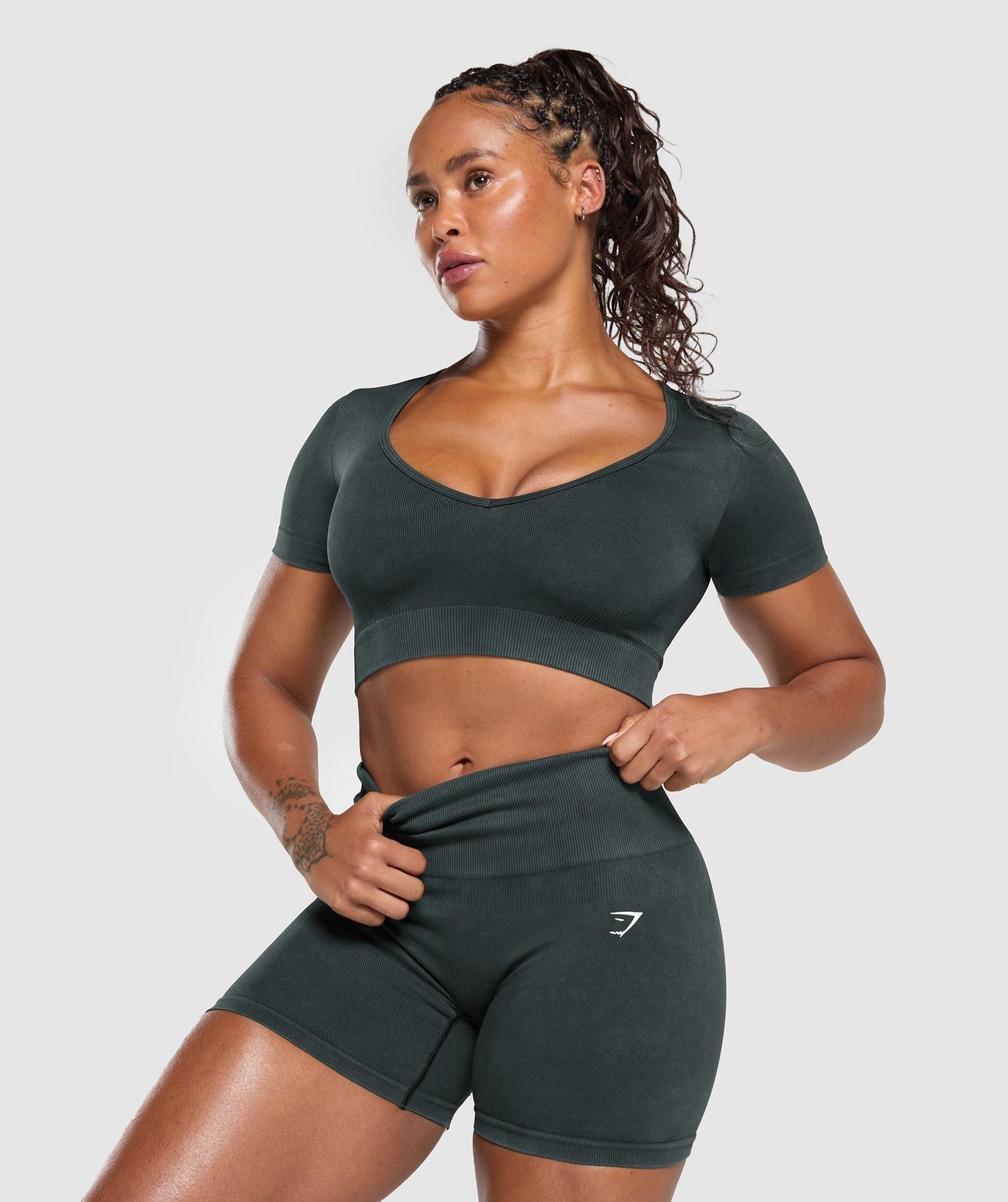 Gymshark Gains Seamless Washed Crop Top - Black