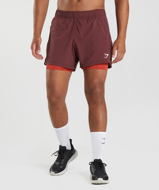 Gymshark Sport 5" 2 In 1 Shorts - Baked Maroon/Salsa Red