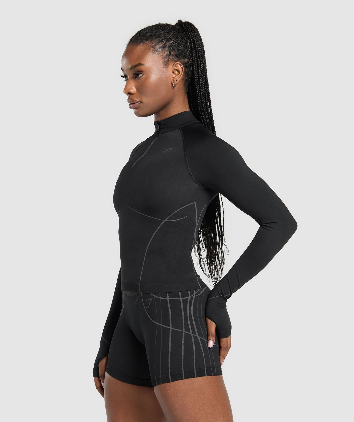Gymshark Apex Seamless 1/4 Zip Pullover - Black/Graphite Grey