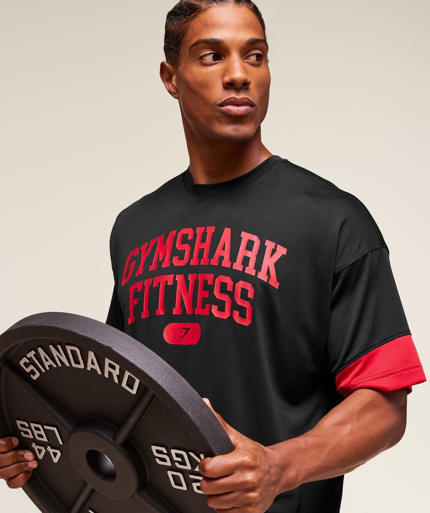 Gymshark Campus Oversized T-Shirt - Black/Conditioning Red