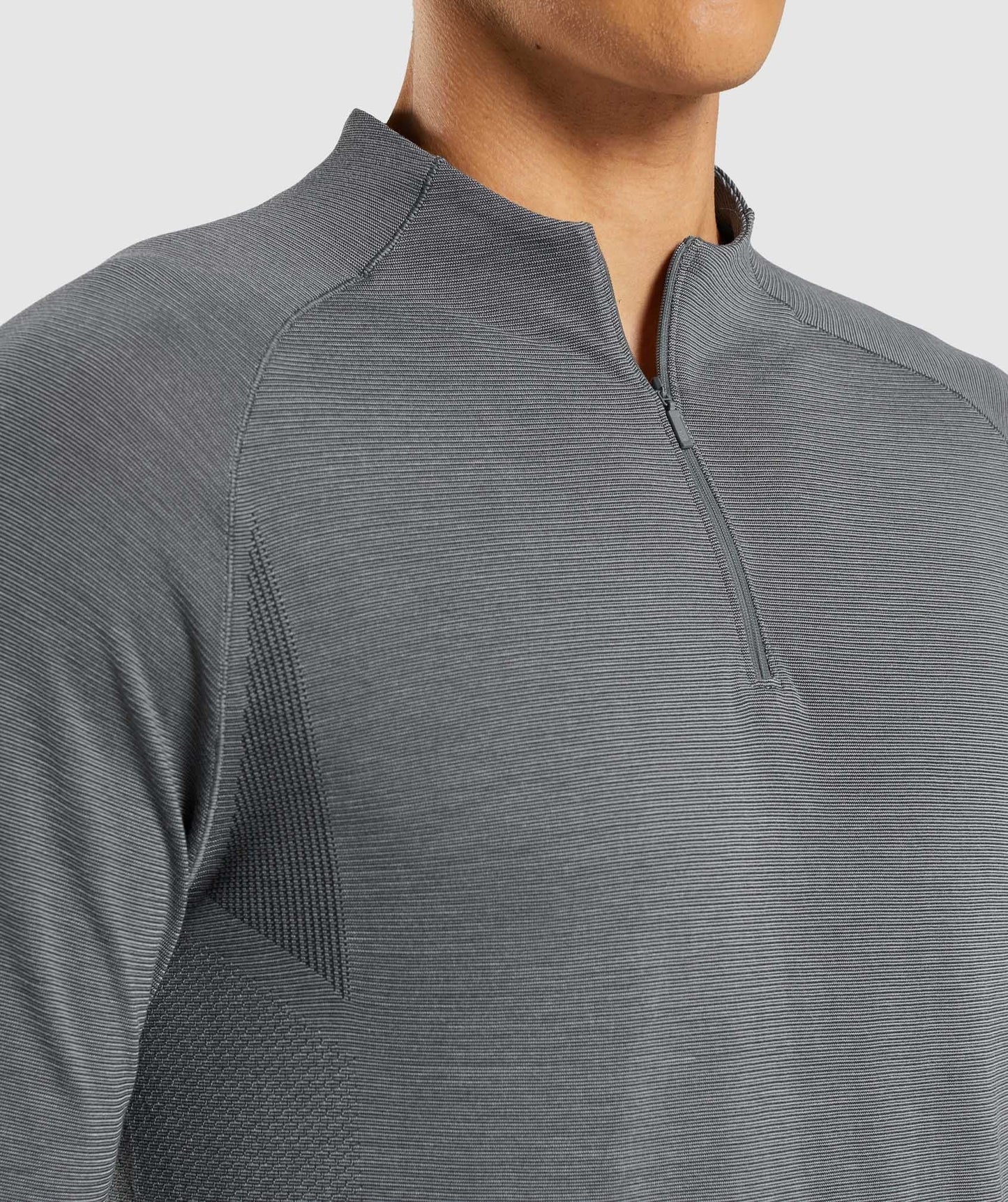 Gymshark Retake Seamless 1/4 Zip - Black/Charcoal Marl