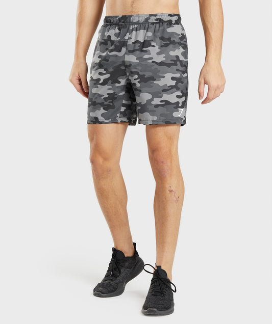 Gymshark Arrival 7" Shorts - Grey Print