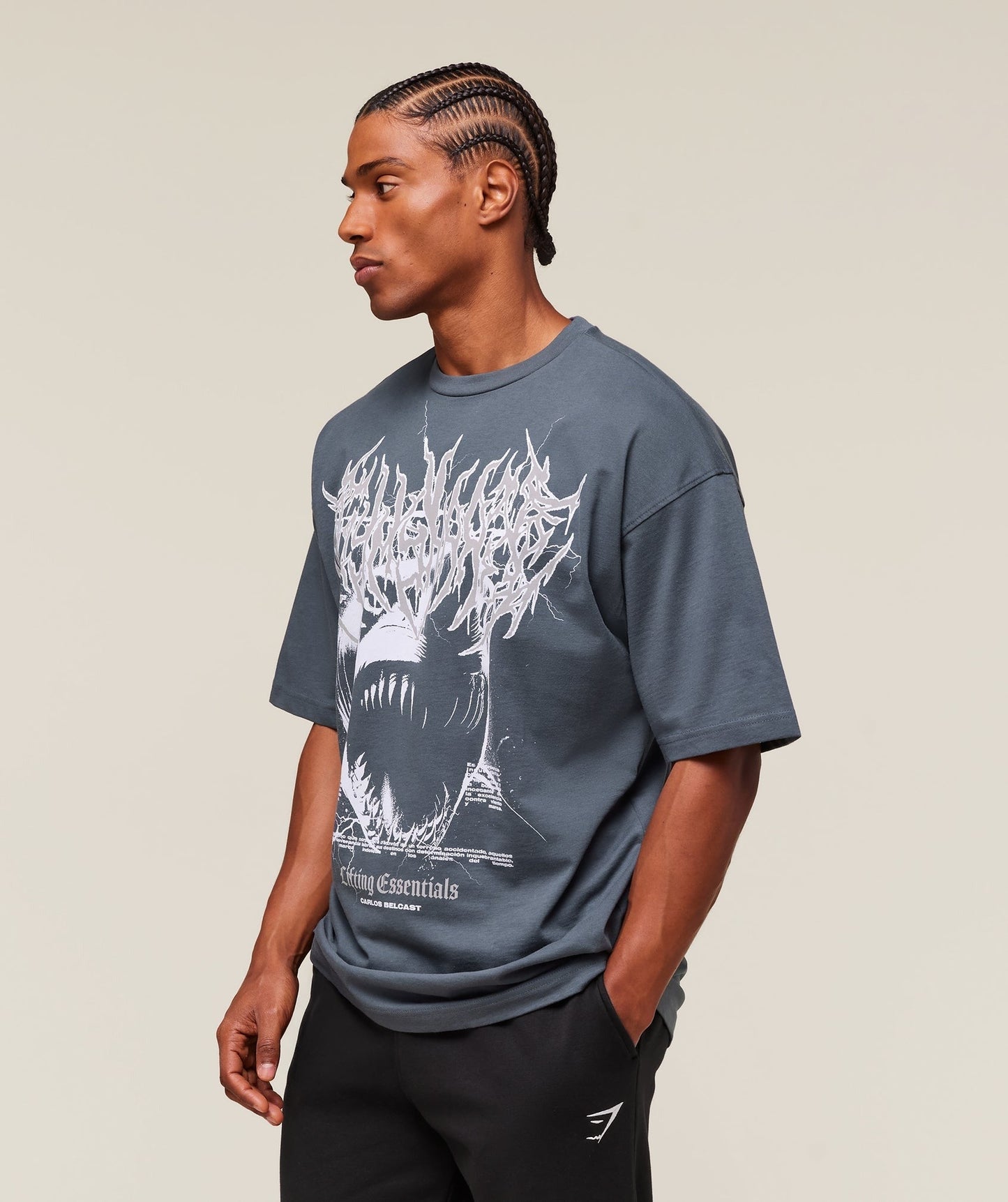 Gymshark Carlos Belcast x Rest Day Essential T-Shirt - Titanium Blue