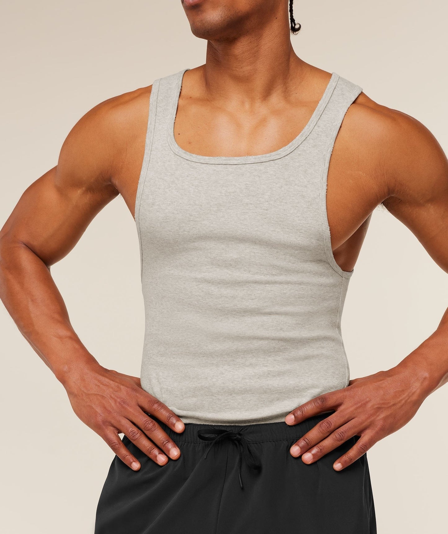 Gymshark x CBUM Ribbed Tank - Bros Stone Grey Marl