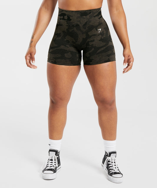 Gymshark Adapt Camo Seamless Shorts - Black/Camo Brown