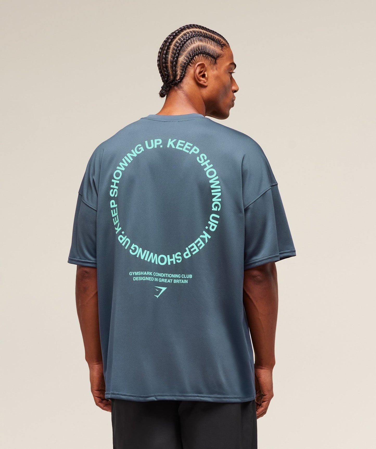 Gymshark Keep Showing Up T-Shirt - Titanium Blue