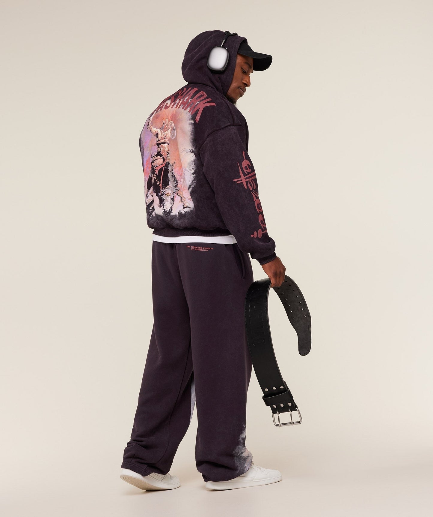 Gymshark Power x Frazetta Graphic Hoodie - Asphalt Grey/Plum Brown