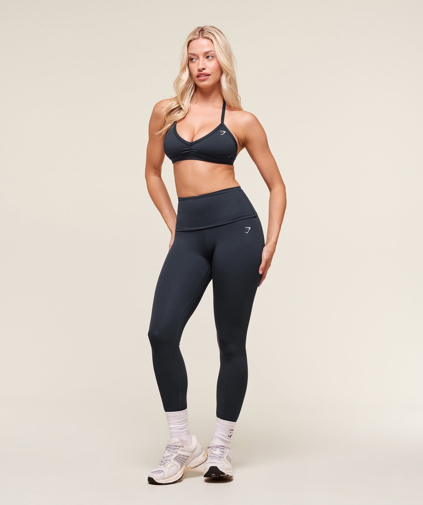 Gymshark Training Foldover Leggings - Heavy Blue