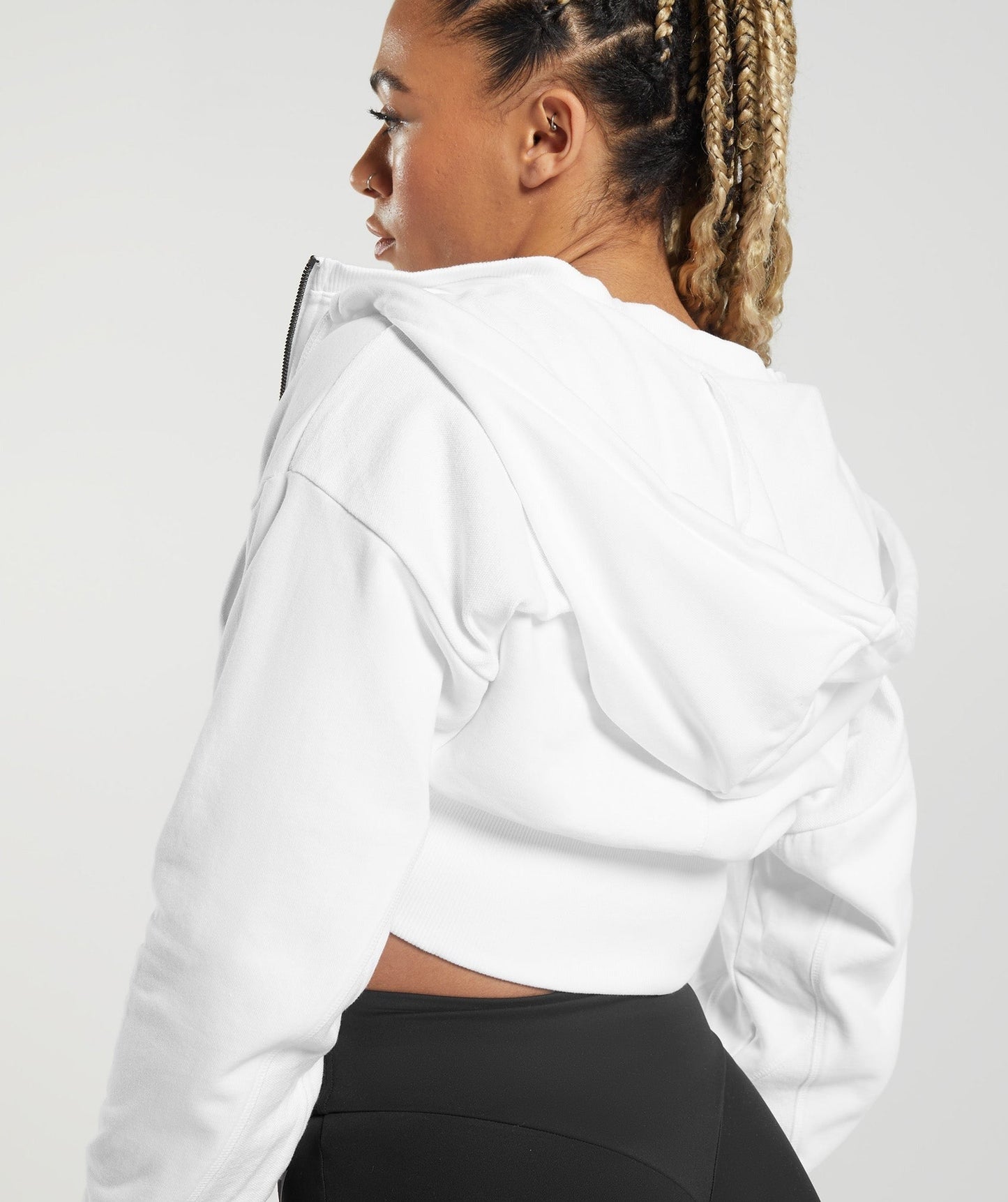 Gymshark GS Power Crop Zip Hoodie - White