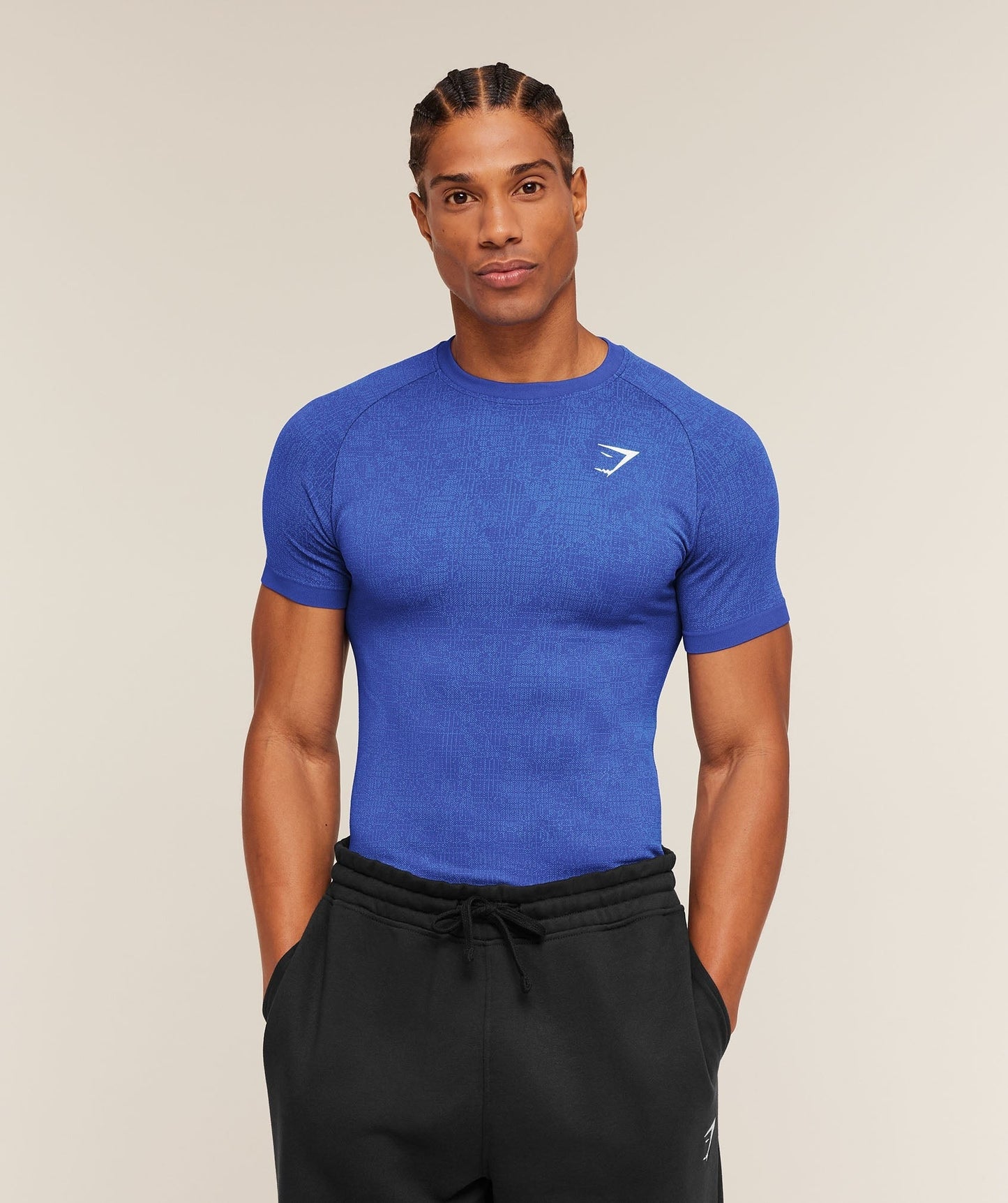 Gymshark Geo Seamless Grid T-Shirt - Force Blue/Steady Purple