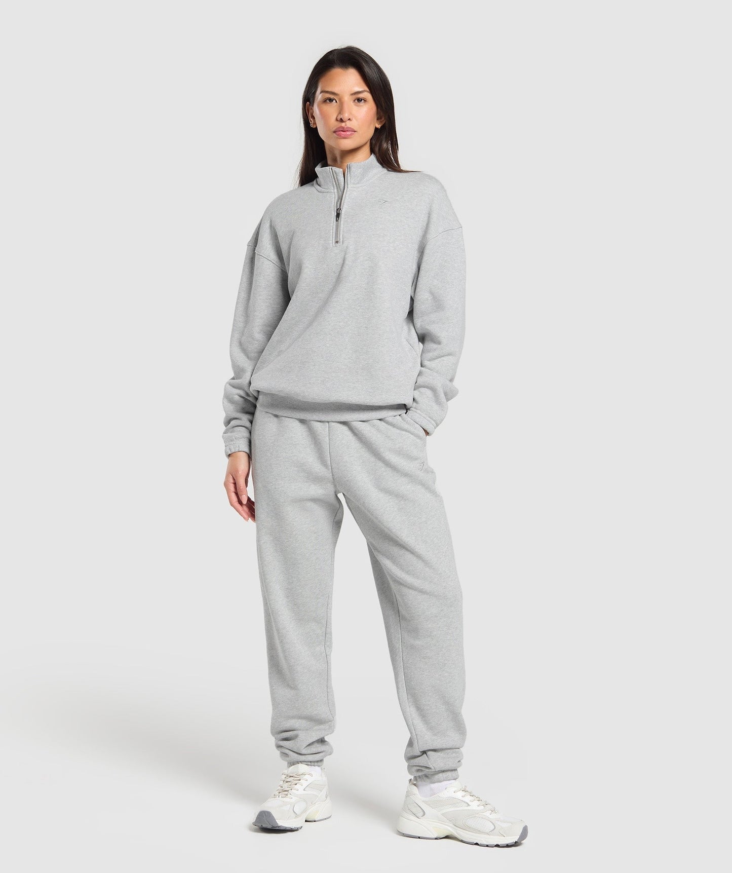 Gymshark Rest Day Sweats 2.0 1/4 Zip Pullover - Light Grey Core Marl