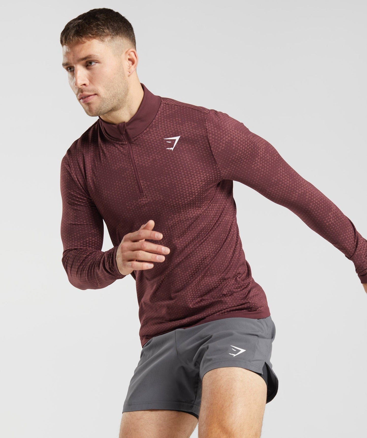 Gymshark Sport Seamless 1/4 Zip - Baked Maroon/Rosewood Red