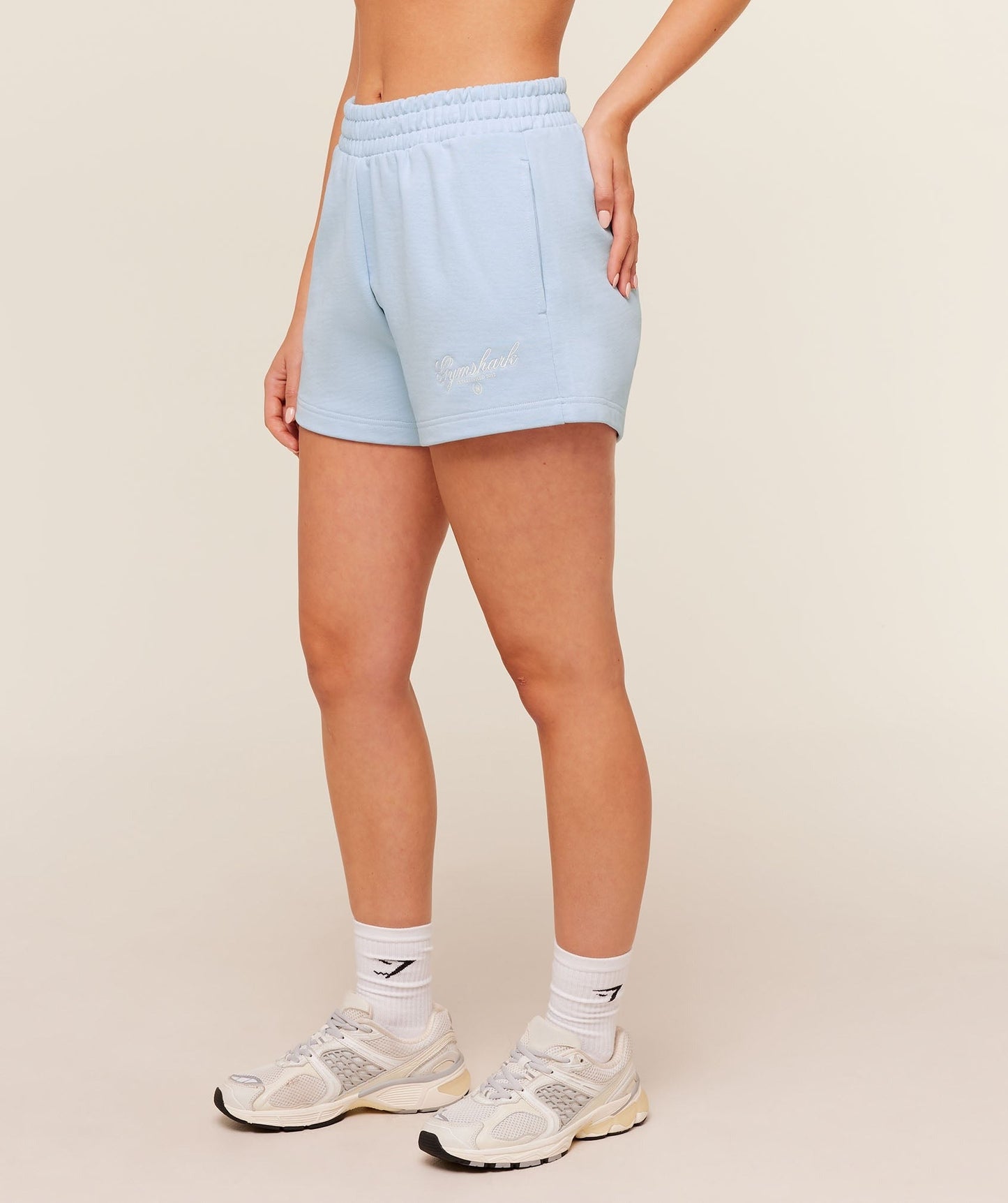 Gymshark Script Embroidery Shorts - Chilled Blue