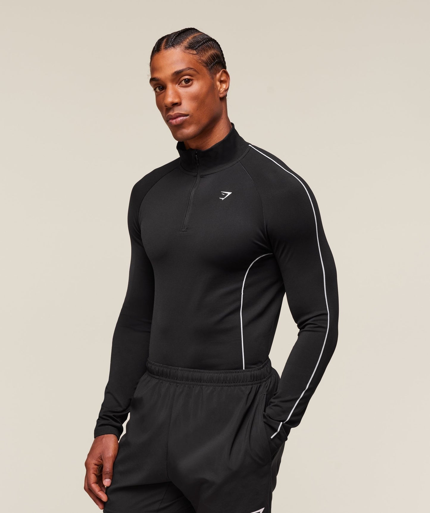 Gymshark Clean Contour Seamless 1/4 Zip - Black/White