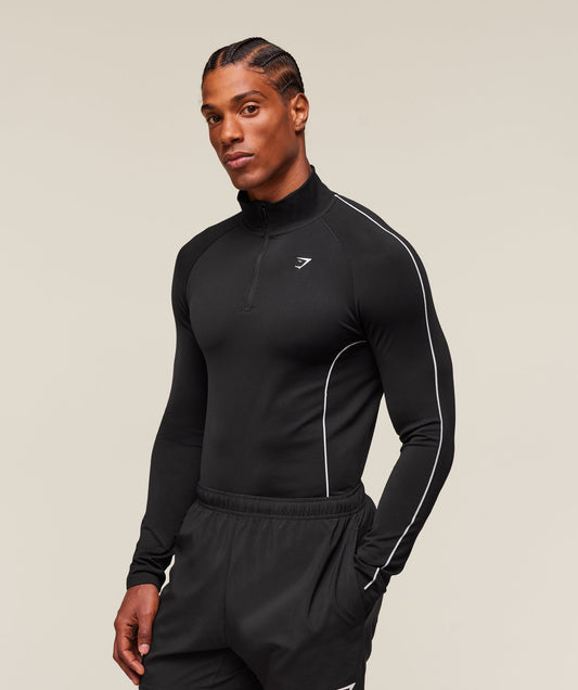 Gymshark Clean Contour Seamless 1/4 Zip - Black/White