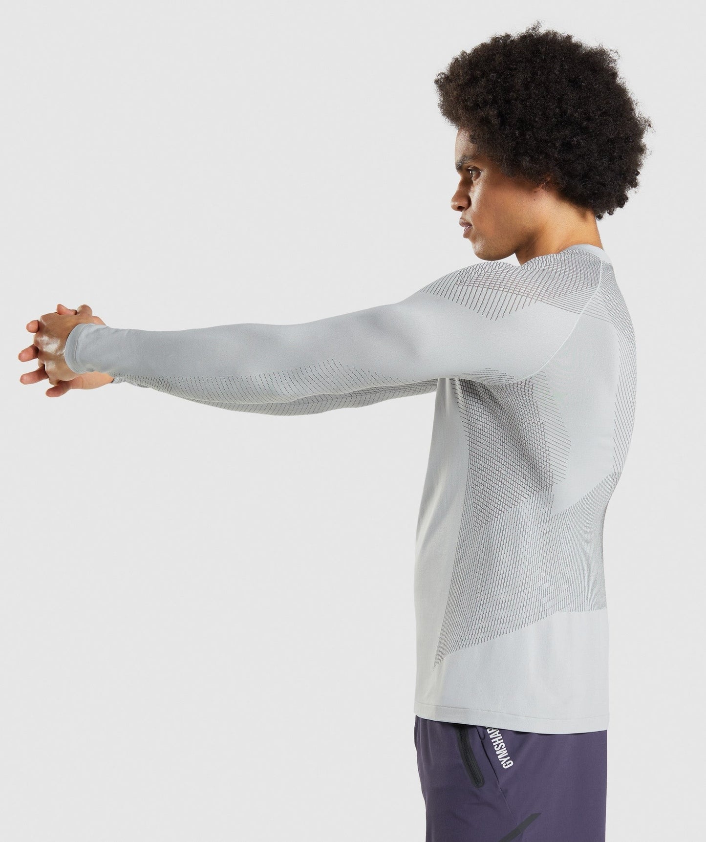 Gymshark Apex Seamless Long Sleeve T-Shirt - Light Grey/Onyx Grey