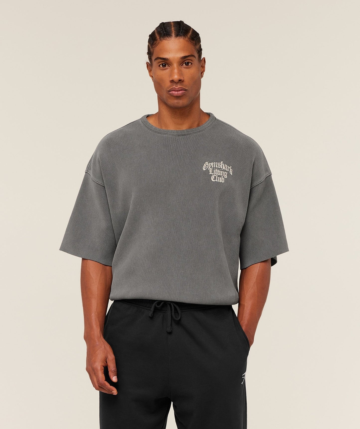 Gymshark Heavyweight Textured Graphic T-Shirt - Dark Grey