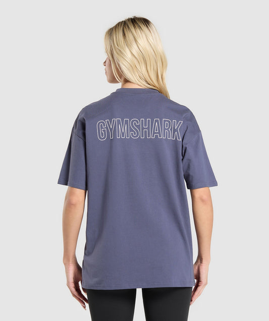Gymshark Trace Graphic Oversized T-Shirt - Weighted Purple
