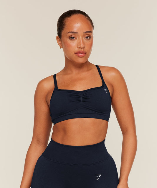 Gymshark Lift Seamless Sports Bra - Midnight Blue/Black Marl