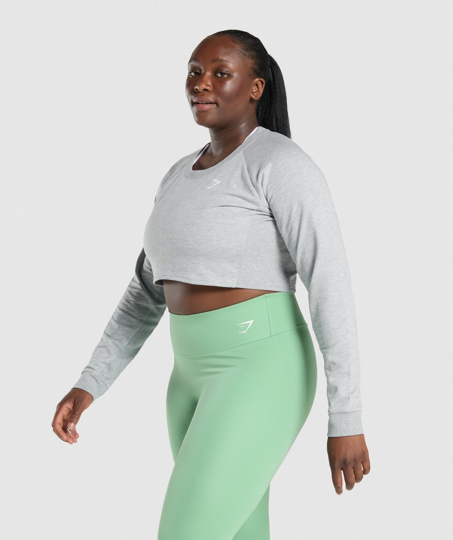 Gymshark Training Cropped Sweater - Light Grey Marl