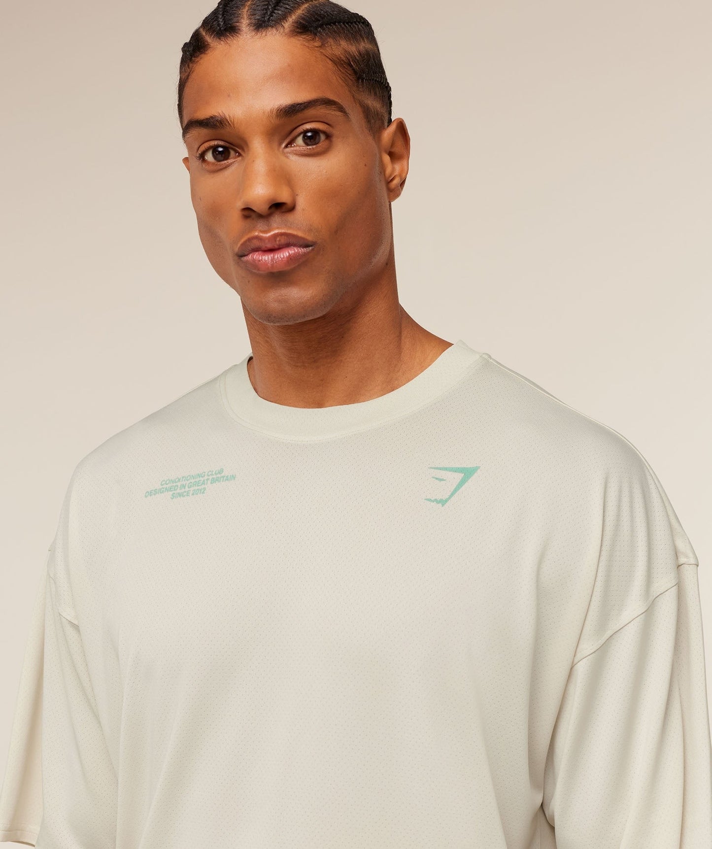 Gymshark Conditioning Club Washed T-Shirt - Soft White/Pop Turquoise/Wash