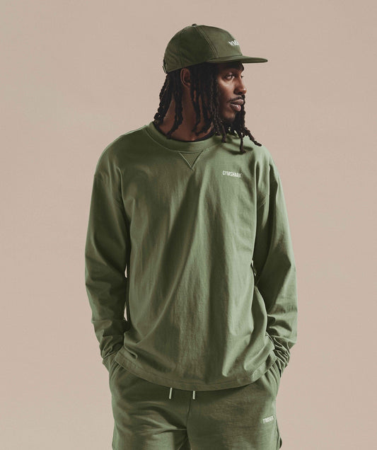 Gymshark Rest Day Sweats Long Sleeve T-Shirt - Sage Green