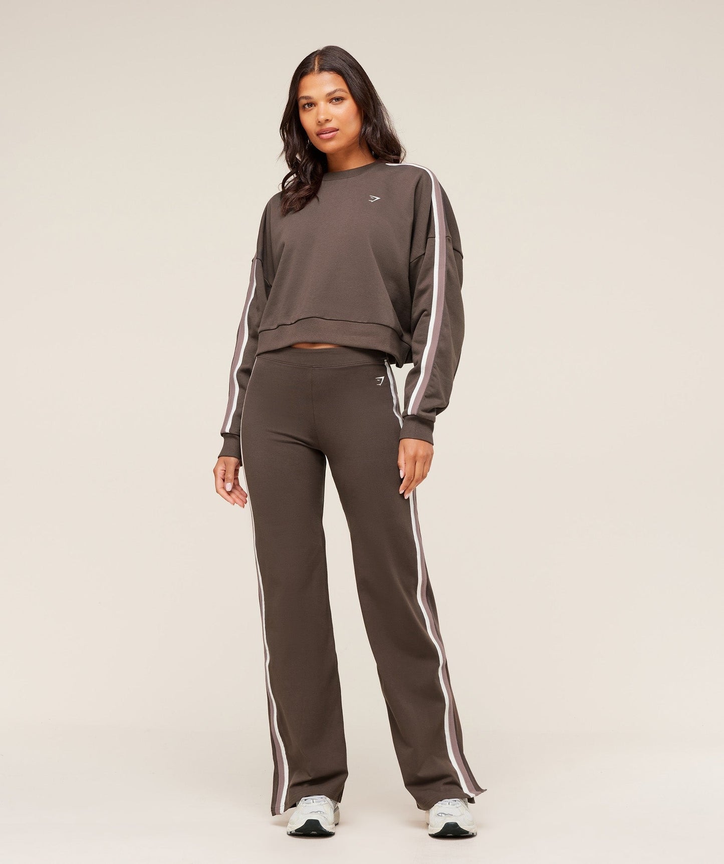 Gymshark Piping Wide Leg Pants - Walnut Brown/Chestnut Pink/Soft White