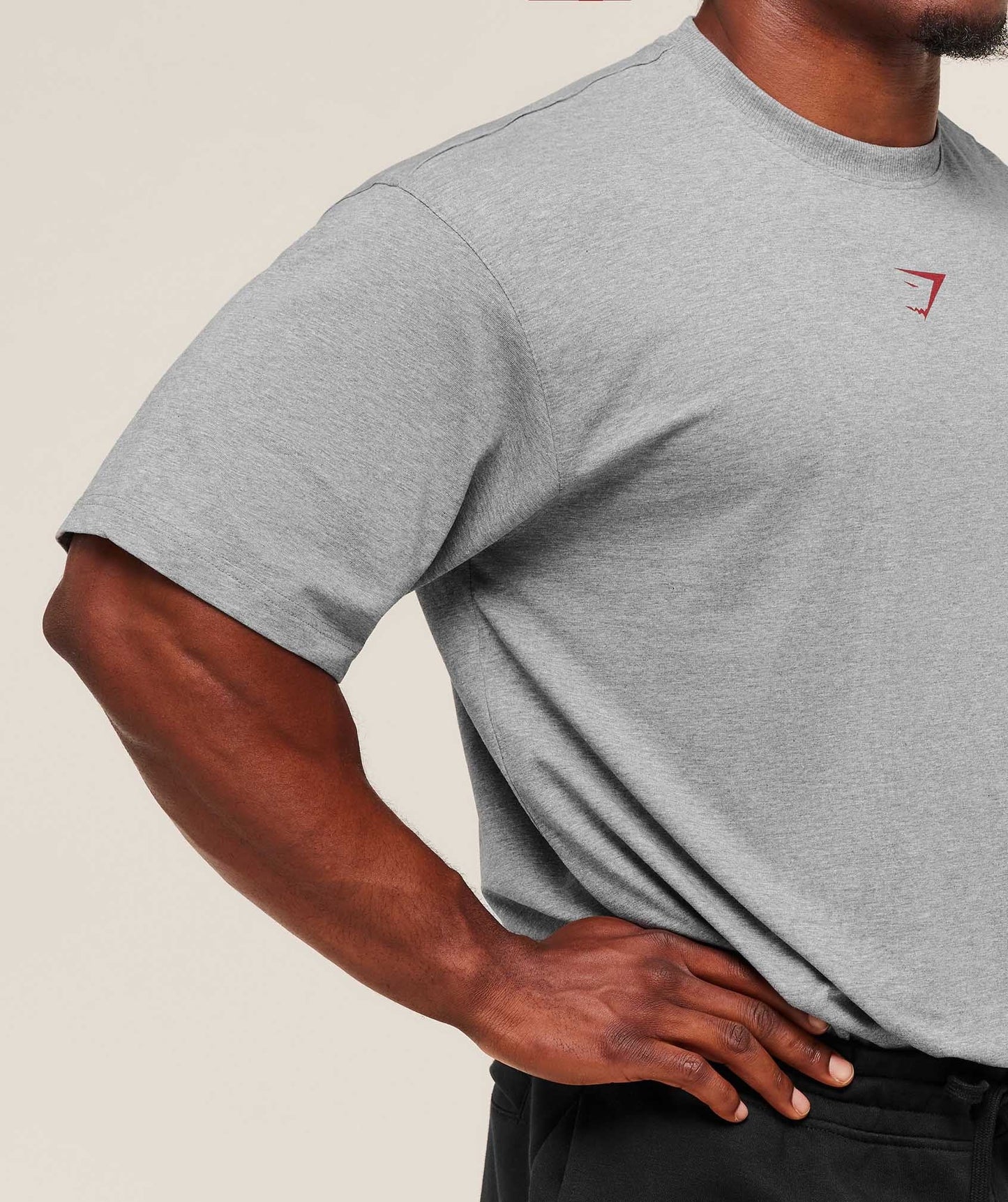 Gymshark Power T-Shirt - Charcoal Core Marl/Sets Red