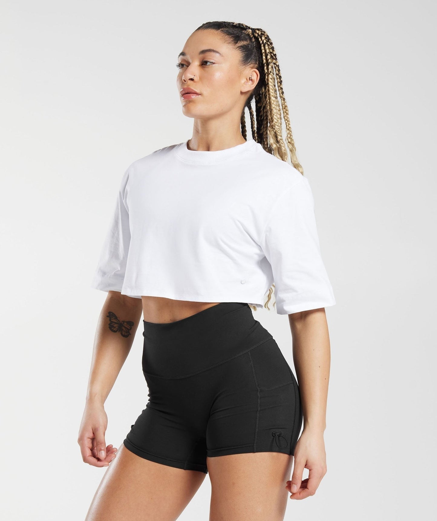 Gymshark Cotton Boxy Crop Top - White