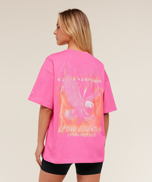 Gymshark Eagle Band Style Graphic Short Sleeve T-Shirt - GS Electric Pink