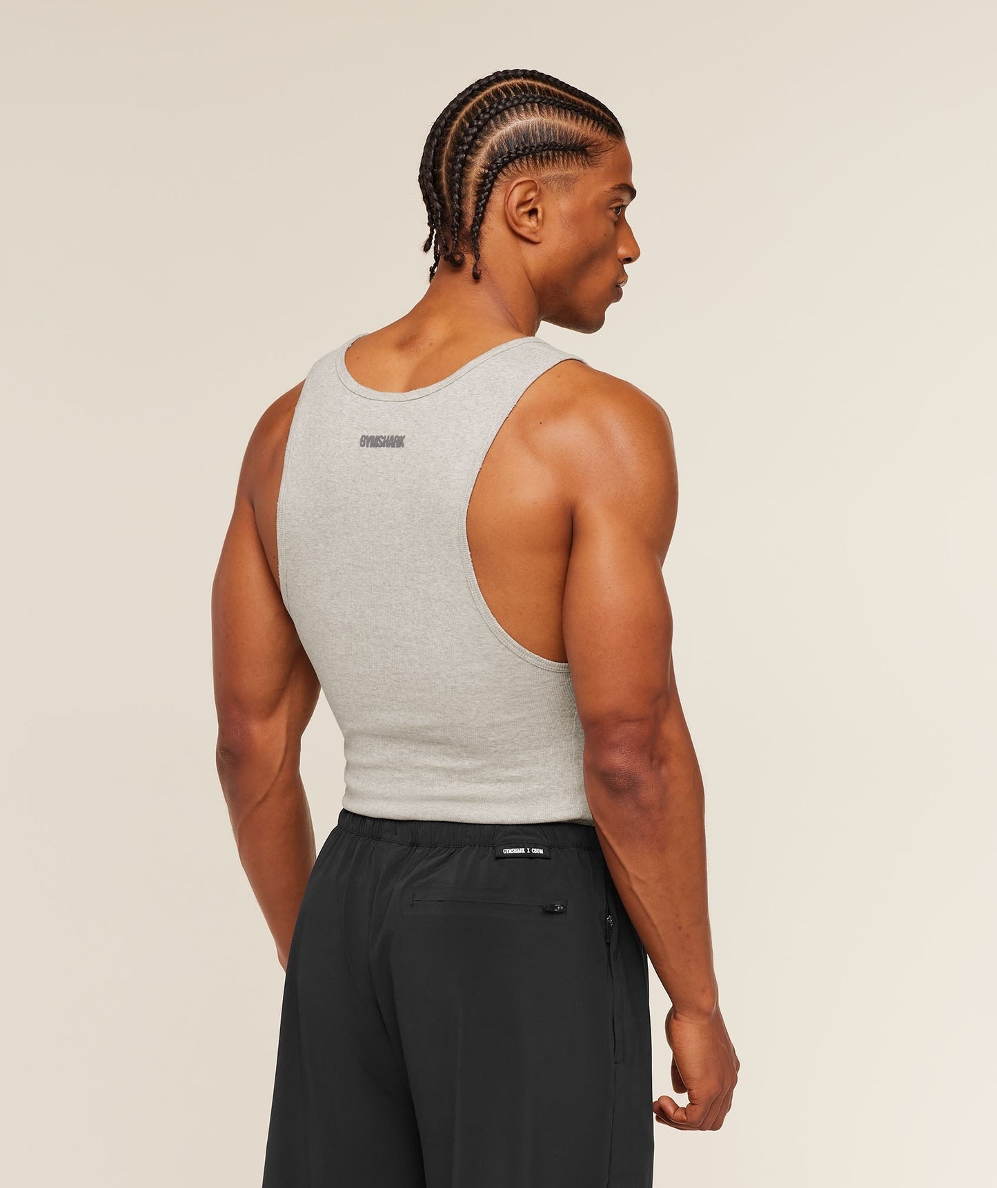 Gymshark x CBUM Ribbed Tank - Bros Stone Grey Marl