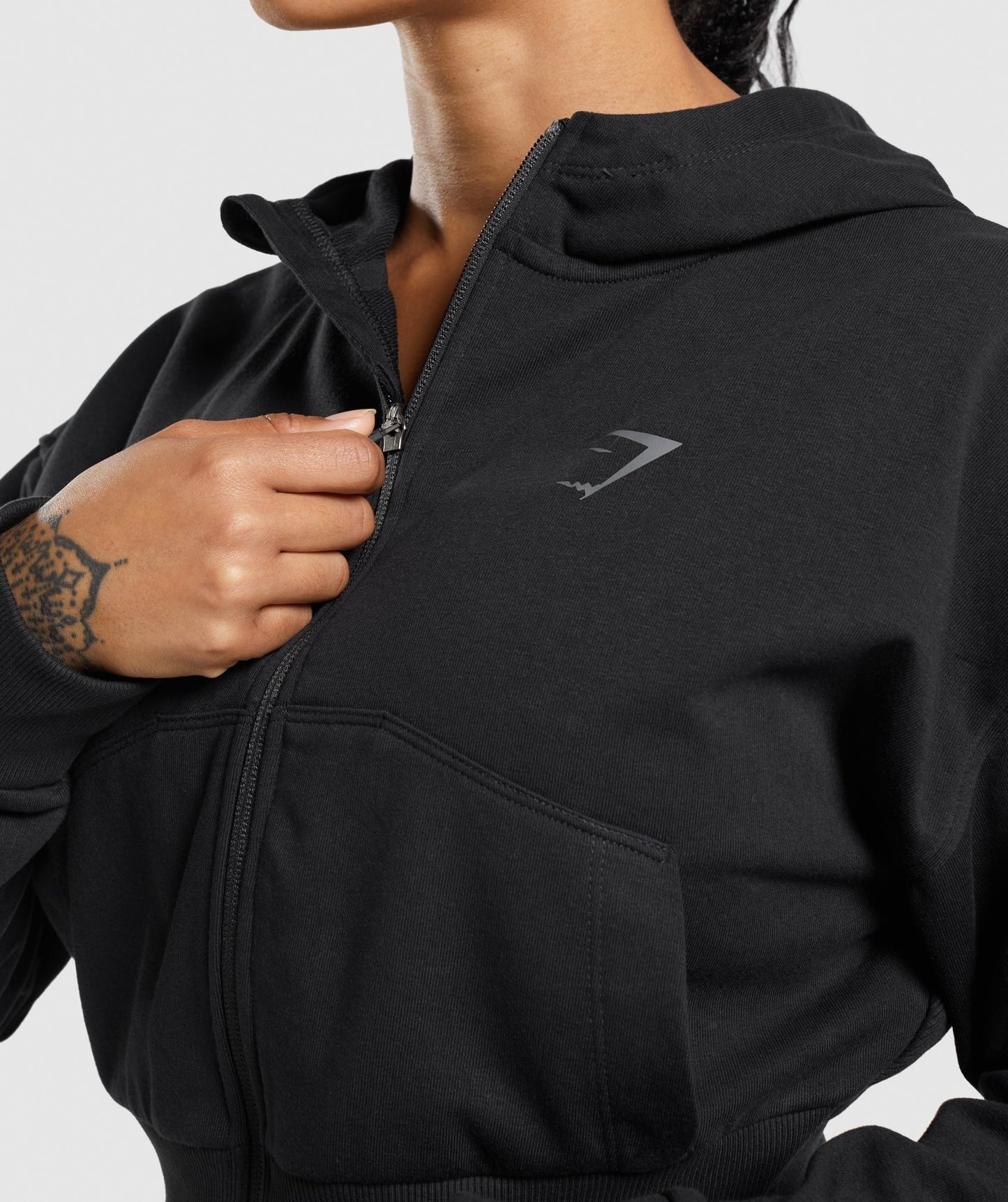 Gymshark GS Power Cropped Zip Hoodie - Black