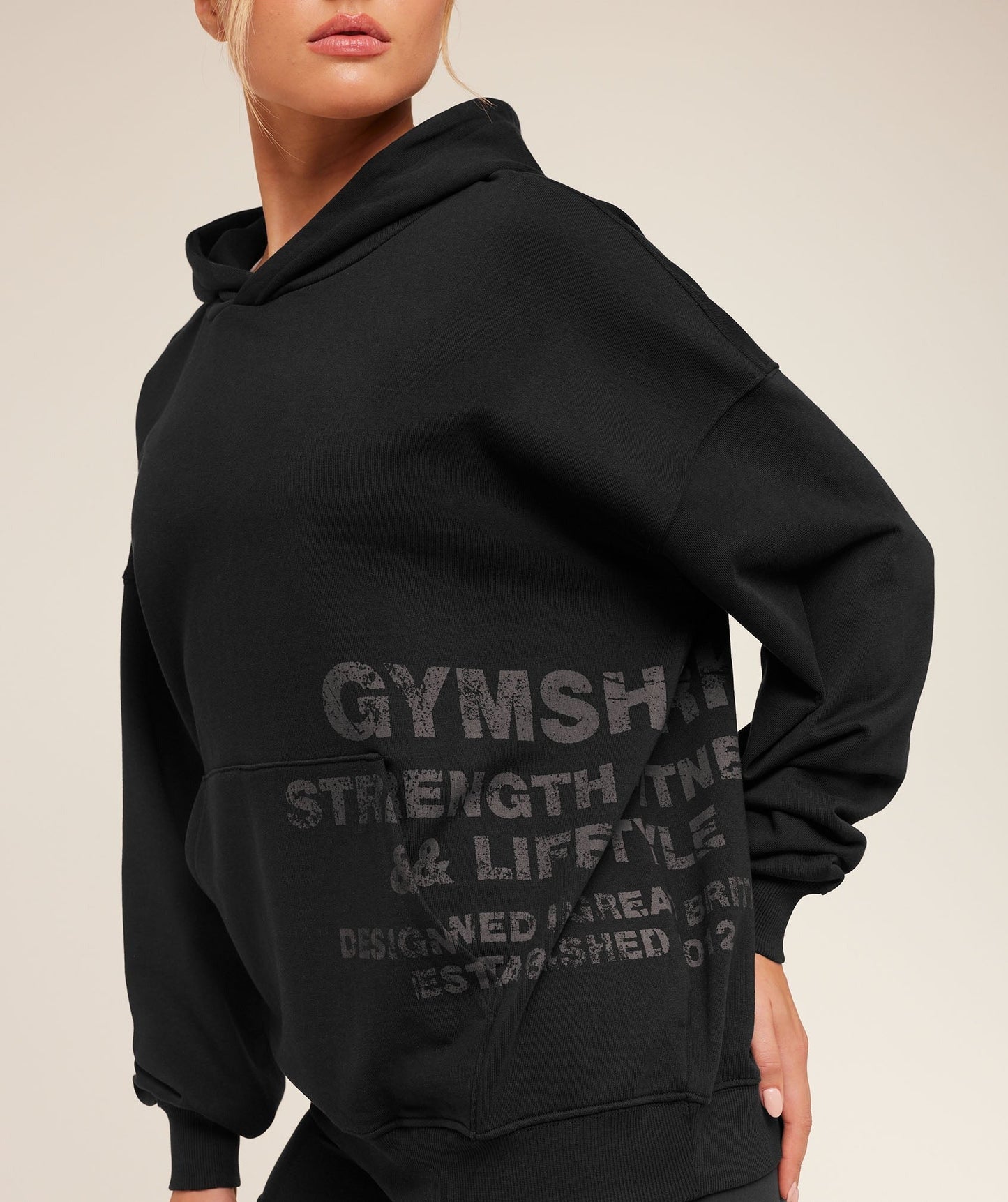 Gymshark Stacked Graphic Hoodie - Black