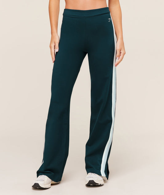 Gymshark Piping Wide Leg Pants - Deep Petrol Blue/Smoke Blue/Soft White