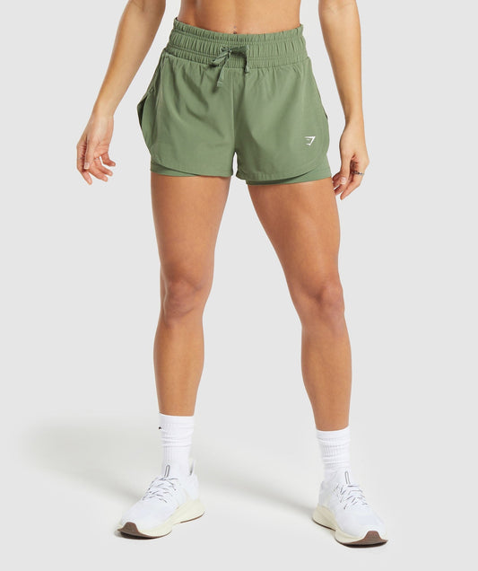 Gymshark Running 2 In 1 Shorts - Force Green