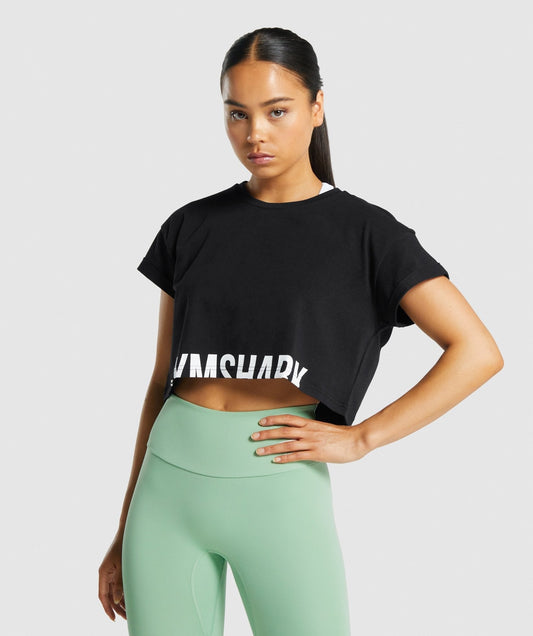 Gymshark Fraction Crop Top - Black