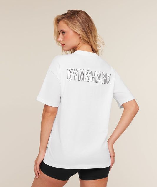 Gymshark Trace Graphic Oversized T-Shirt - White