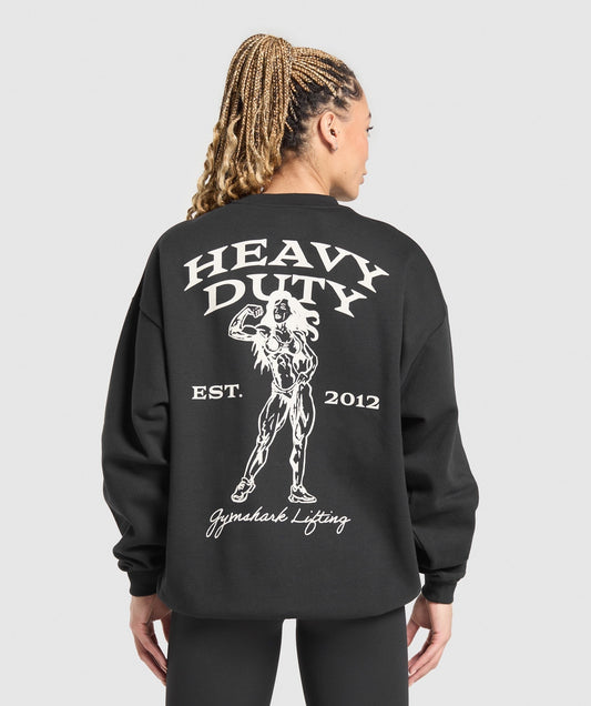 Gymshark Heavy Duty Graphic Oversized Pullover - Black