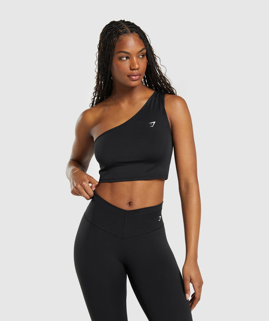 Gymshark Everyday One Shoulder Ruched Tank - Black