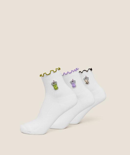 Gymshark Hydration Graphic Midi Frill Socks 3pk - White