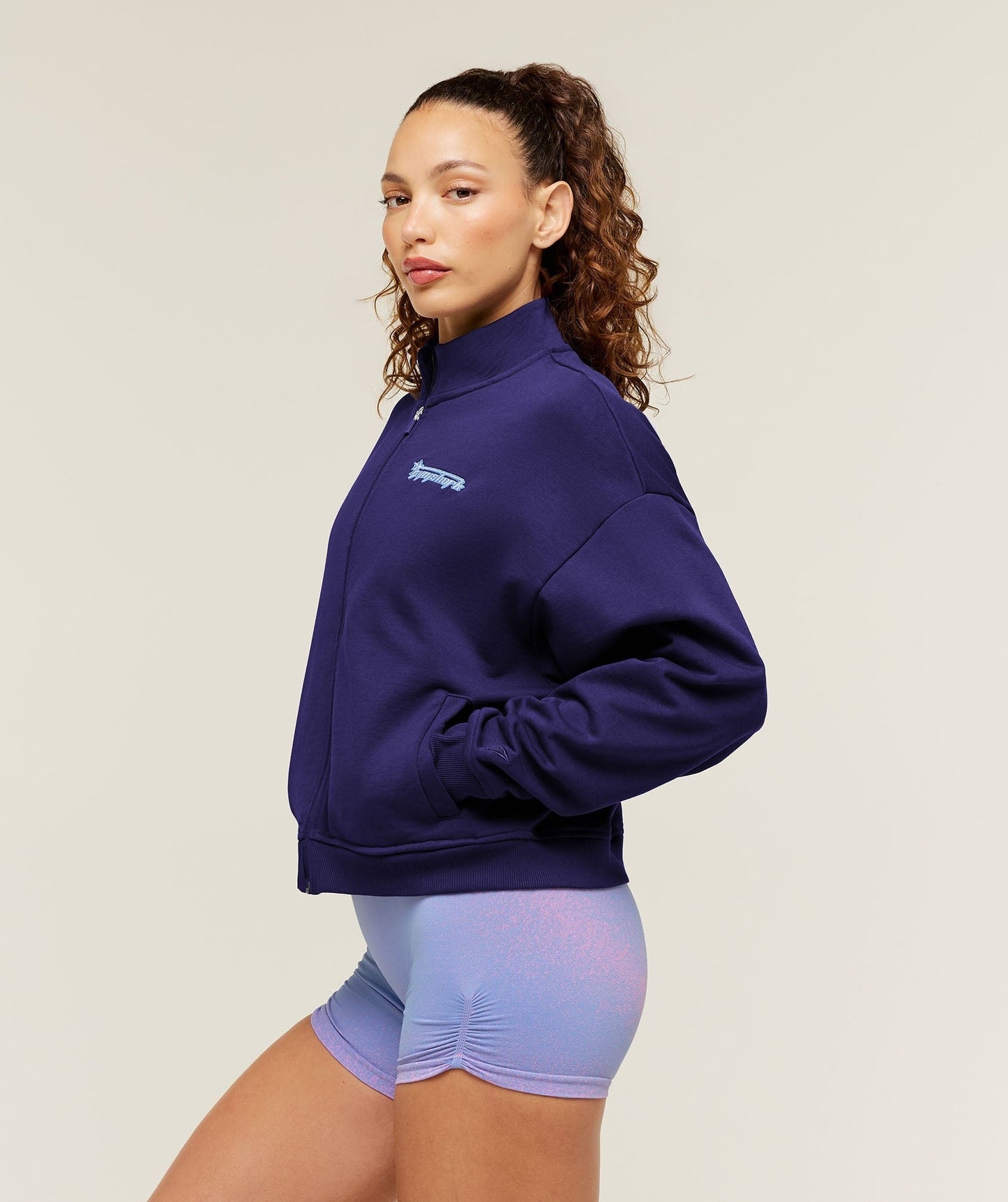 Gymshark Script Embroidery Full Zip Jacket - Indigo Purple