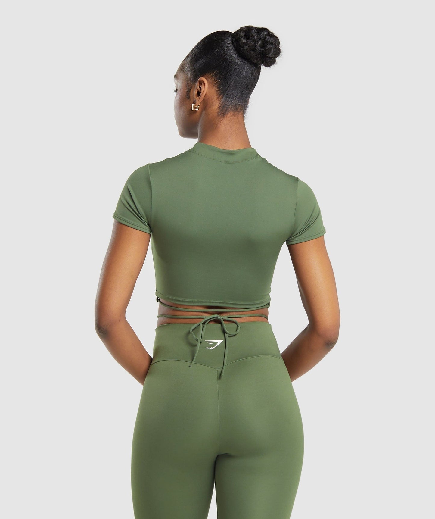 Gymshark Everyday Mock Neck Ribbon T-Shirt - Core Olive