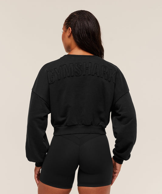 Gymshark Power Washed Sweat Top - Black/Acid Wash Small Ball