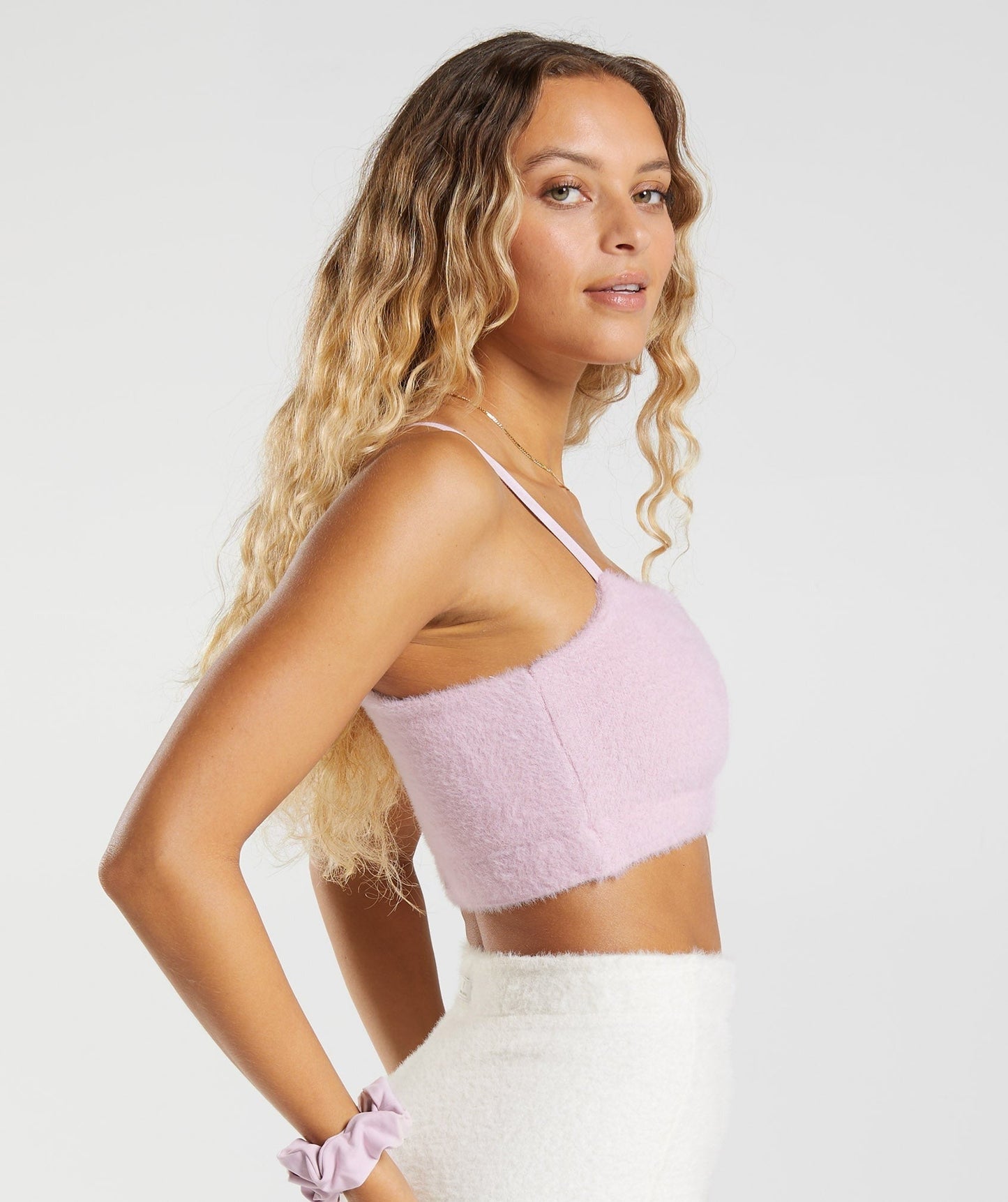 DNU Gymshark Whitney Eyelash Knit Bandeau - Pressed Petal Pink