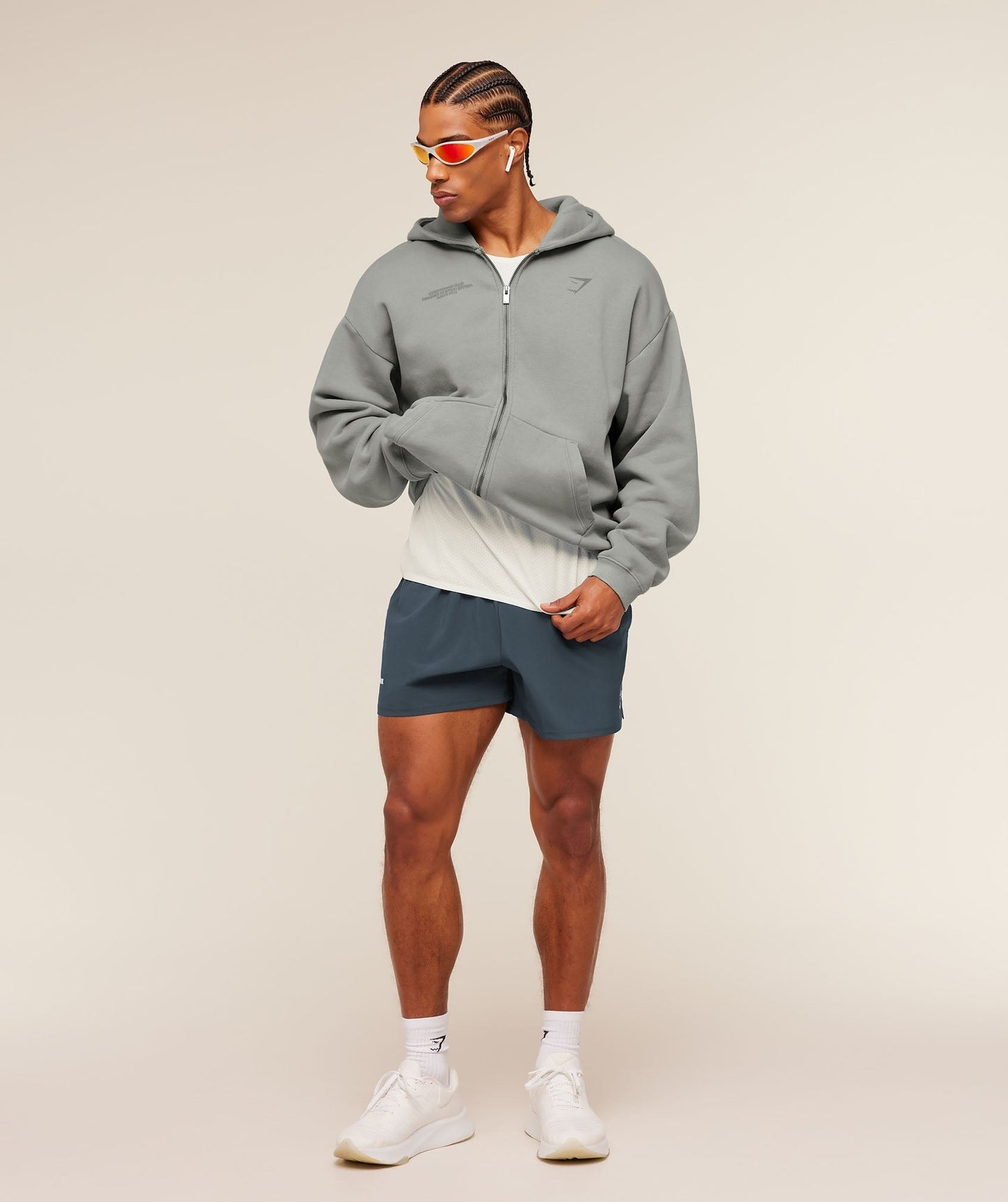 Gymshark Conditioning Club Washed Zip Through Hoodie - Smokey Grey/Wash